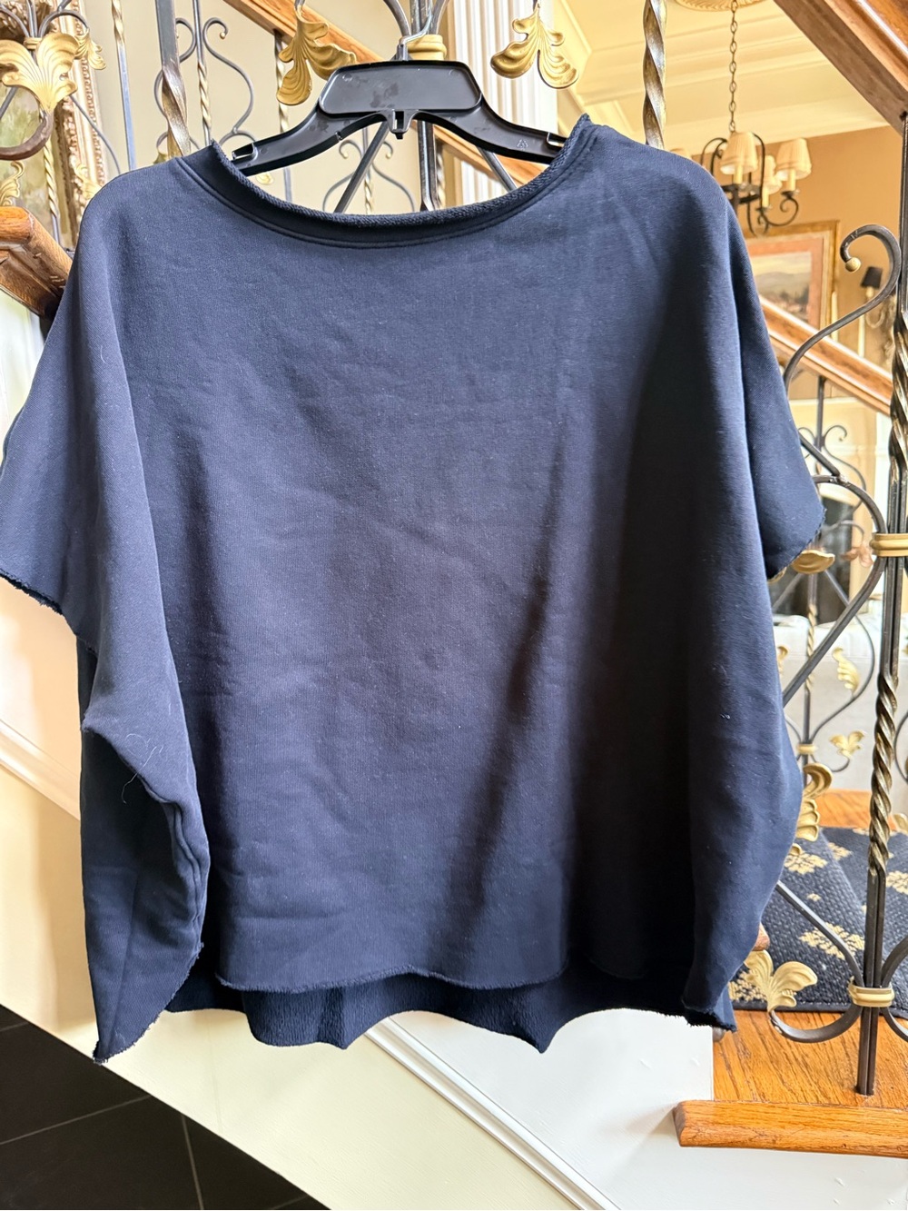 Frank & Eileen Audrey Black Capelet Top. Cotton EUC OS . Worn 1x